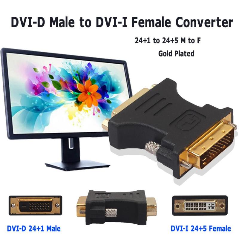 1Pcs DVI to DVI Adapter 24+1 Male to 24+5 Female Converter Gold Plated M-F Connector Joiner High Quality Adapter - ebowsos