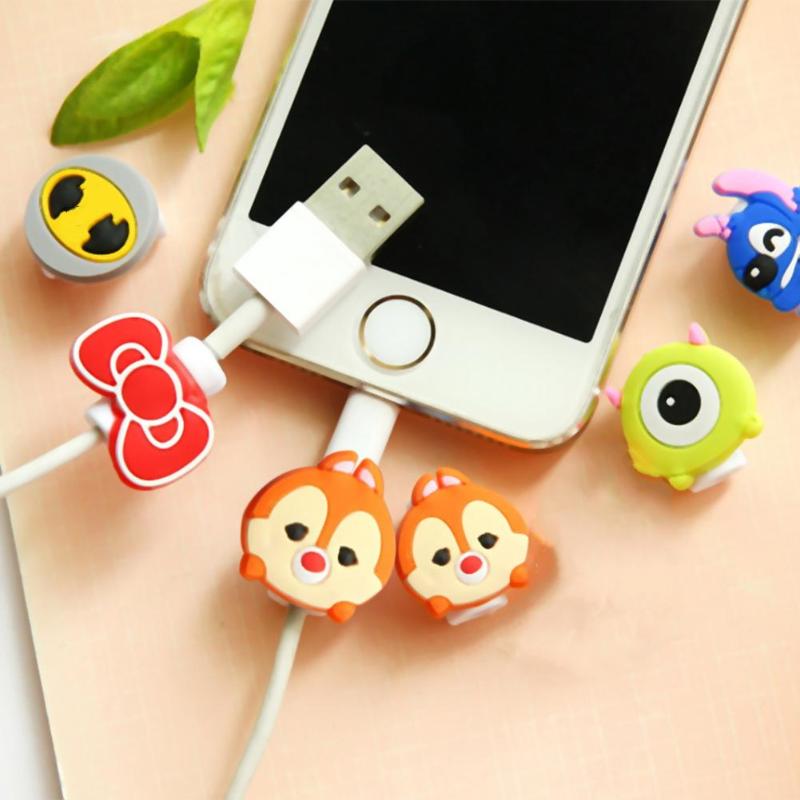 1Pcs Lovely Cartoon Charger Cable Winder Protective Case Saver 8 Pin Data line Protector Earphone Cord Protection Sleeve Cover - ebowsos