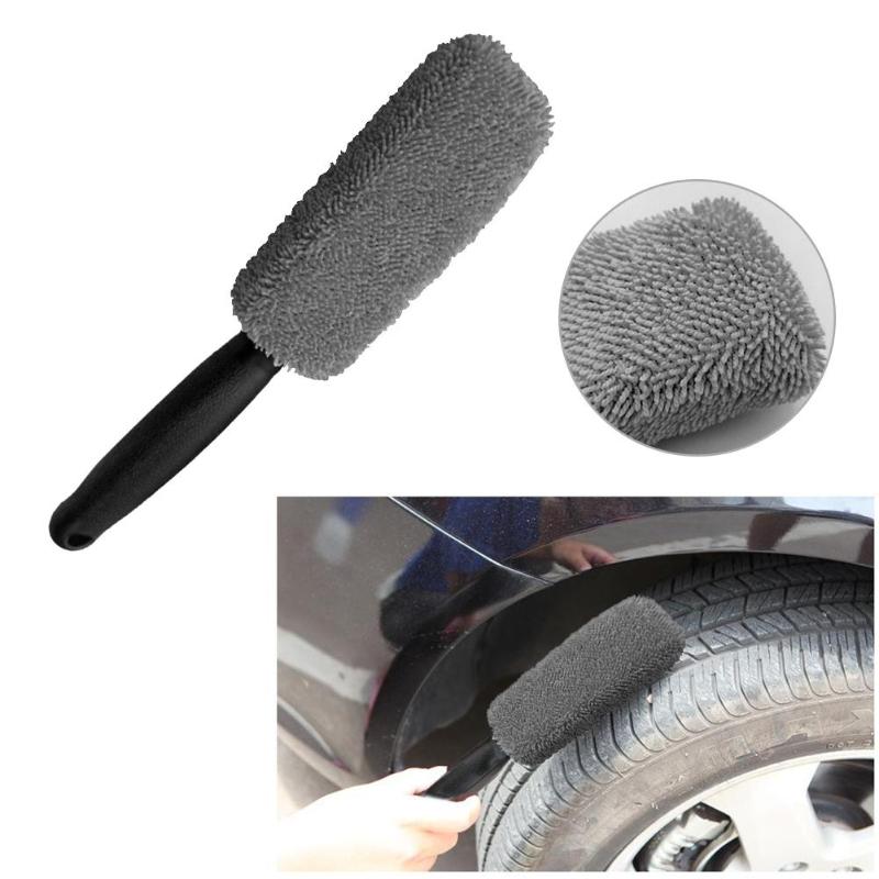 1Pcs Microfiber Car Wheel Rim Brush Plastic Handle Cleaning Brush Washing Tool Motorcycle Bicycle Washing Cleaning Tool Brush - ebowsos