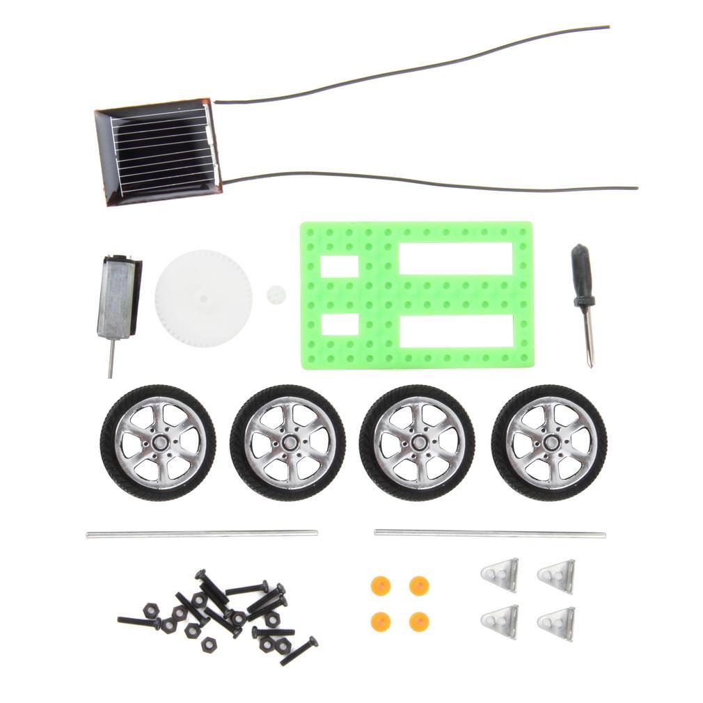 1Pcs Mini Solar Toy DIY Car Children Educational Puzzle IQ Gadget Hobby Robot Green-ebowsos