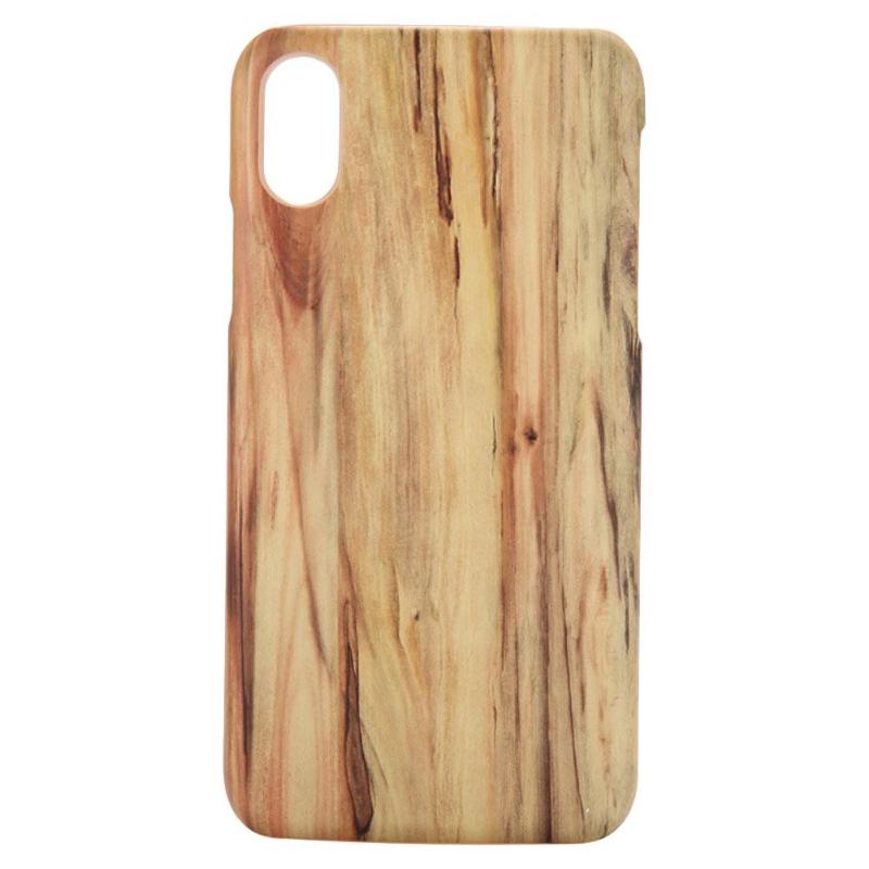 1Pcs Retro Ultrathin PU Wood Grain Hard PC Phone Case Protective Back Cover for iPhone X Mobile Phone Case High Quality Cover - ebowsos