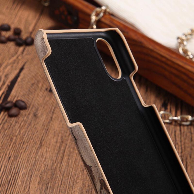 1Pcs Retro Ultrathin PU Wood Grain Hard PC Phone Case Protective Back Cover for iPhone X Mobile Phone Case High Quality Cover - ebowsos