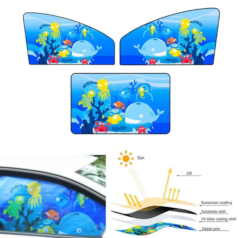 1Pcs Sea World Universal Magnetic Car Auto Side Window Sunshade Curtain Summer Side Window Blinds Sun shades Anti UV Sunshades - ebowsos