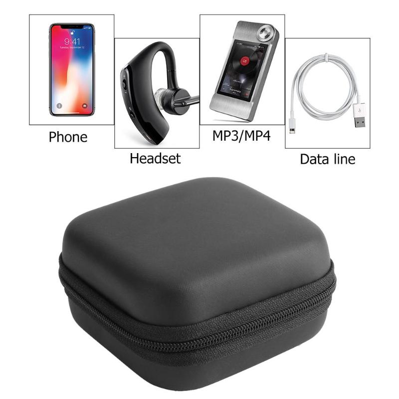 1Pcs Square EVA Case Headset Bluetooth Earphone Cable Storage Box Earphone Pouches Storage Cases Black Box 100*100*50mm New - ebowsos