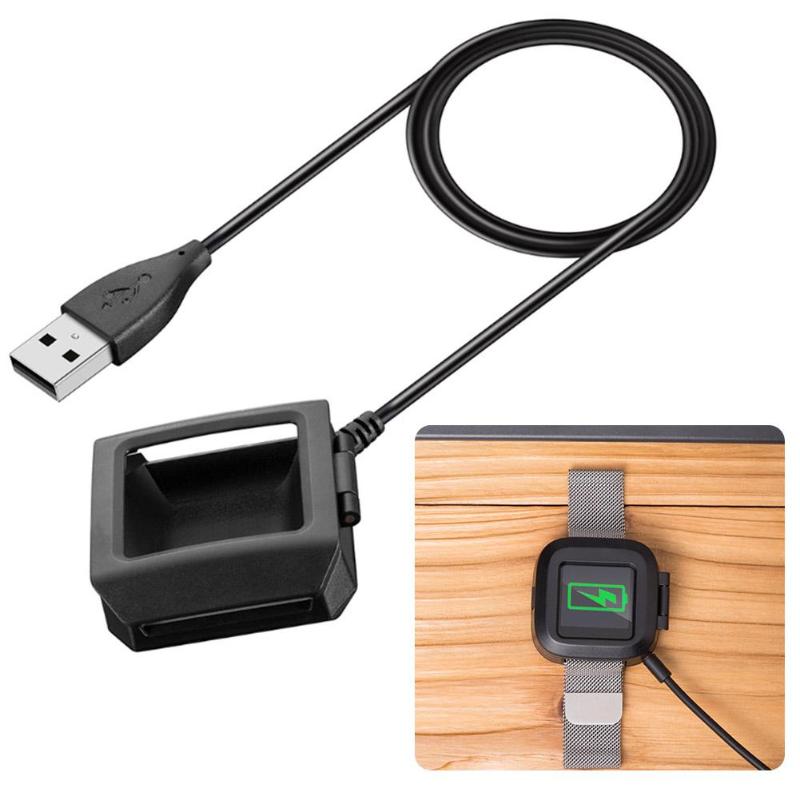 1Pcs USB Cable Charging Cradle Dock Station Charger for Fitbit Versa Smart Watch Black USB Charging Cable Smart Accessories New - ebowsos