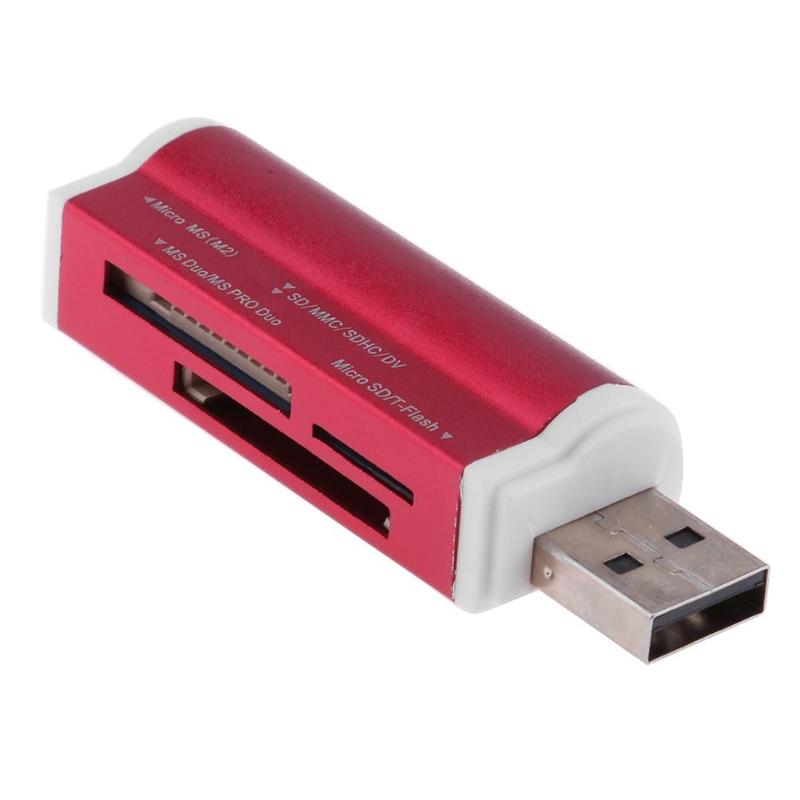 1Pcs USB2.0 4 in 1 Aluminium Alloy Multi Memory Card Reader for SD/SDHC/Mini SD/MMC/TF Card Multi-function Memory Card Reader - ebowsos