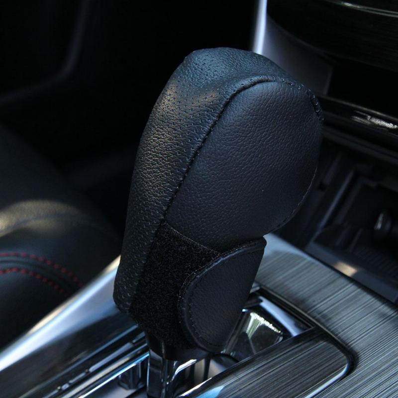 1Pcs Universal Black Synthetic Leather Car Auto/Manual Gear Shift Knob Protective Cover Gear Shift Collars Handbrake Grip Covers - ebowsos