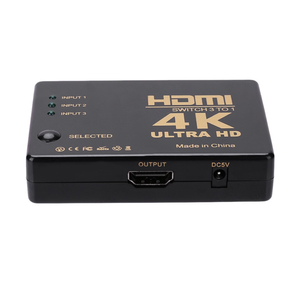 1Set Mini HDMI Switcher 1080p 3 Port 4K HDMI Switch Switcher Selector Splitter With Hub IR Remote FOr HDTV DVD with HDCP devices - ebowsos
