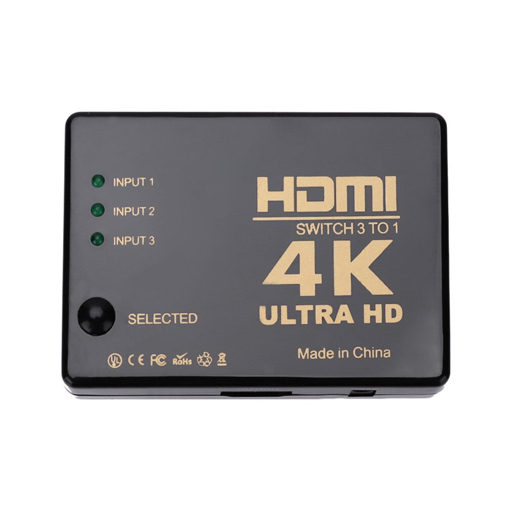 1Set Mini HDMI Switcher 1080p 3 Port 4K HDMI Switch Switcher Selector Splitter With Hub IR Remote FOr HDTV DVD with HDCP devices - ebowsos