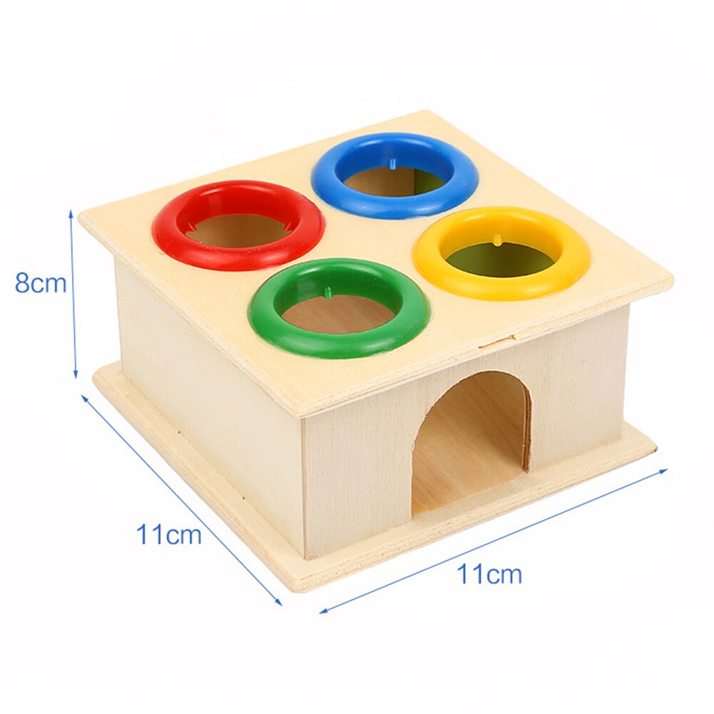 1Set Wooden Hammering Ball Hammer Box Children Fun Playing Hamster Game Toy Early Learning Educational Toys-ebowsos