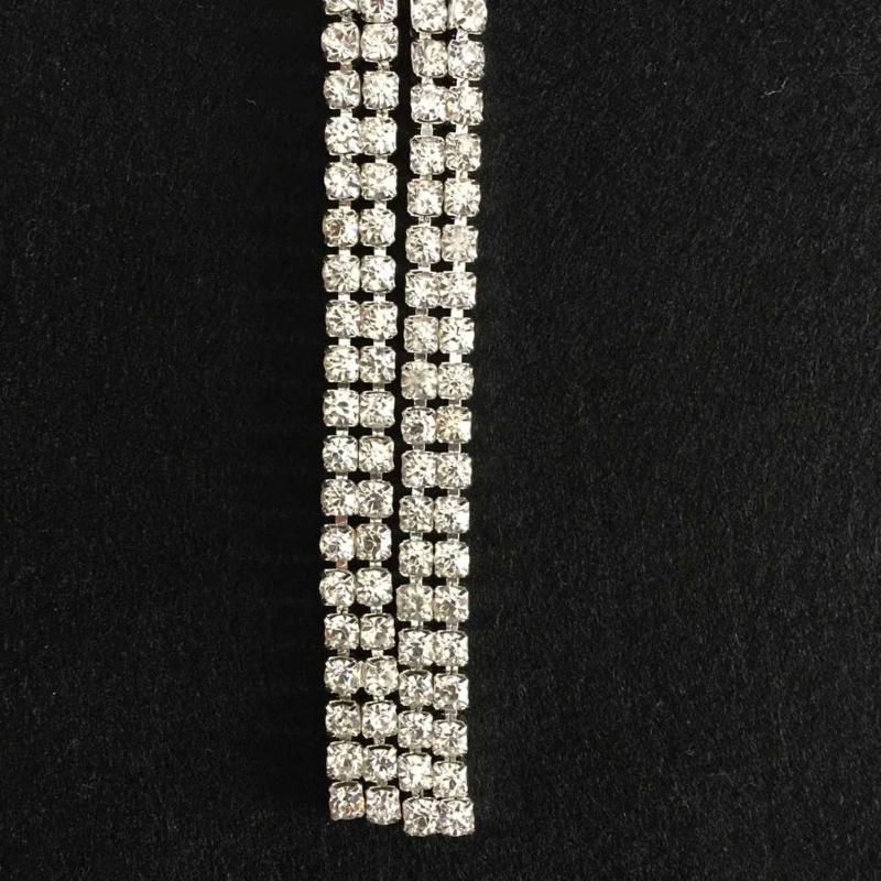 1Yard SS16 Clear Rhinestone Sew On Glue 2-Row Drill Chain Silver Close Chain Trim Trimming DIY Sewing Accessories Art Craft - ebowsos