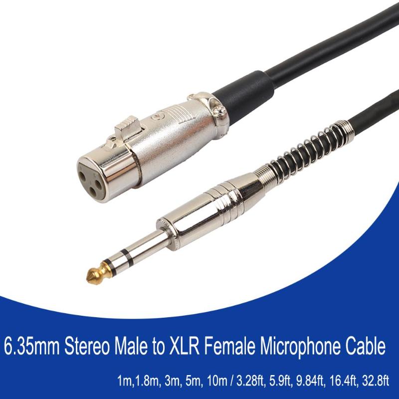 1m/1.8m/3m Oxygen-Free Copper 6.35mm Jack Stereo Male to XLR Female Microphone Cable Balanced Musical instruments Audio Cable - ebowsos