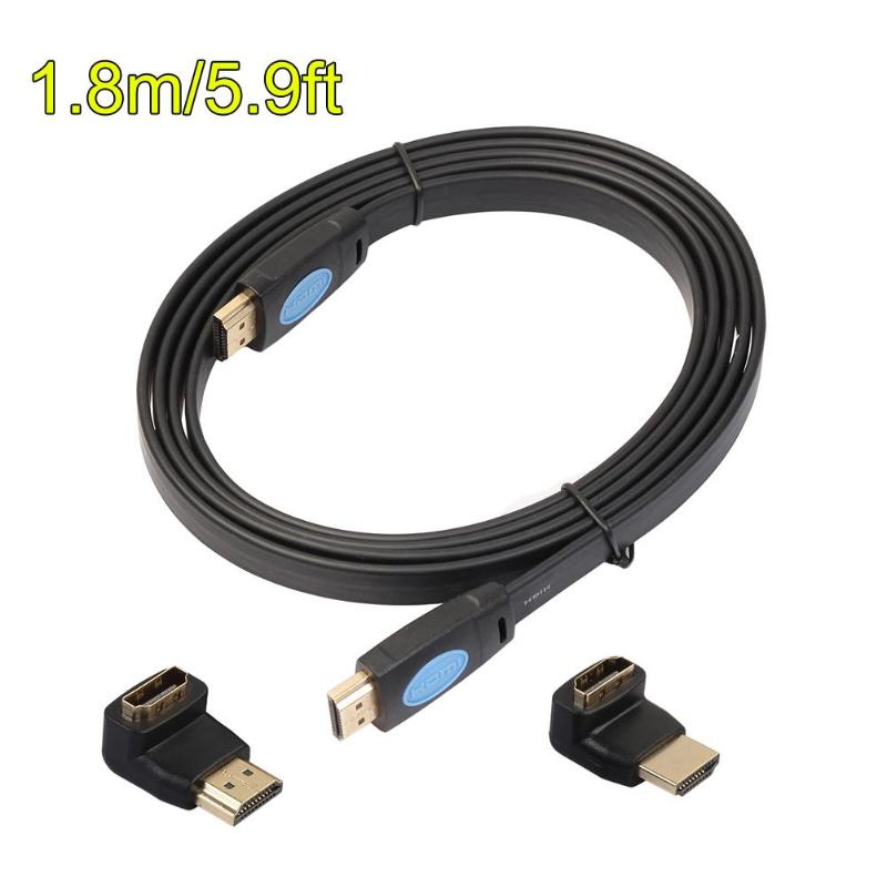 1m/1.8m High Speed HD 4Kx2K Flat HDMI Cable HDMI 2.0 Extension Cord with 90/270 Degree Adapter Full Digital Signal Audio Cable - ebowsos