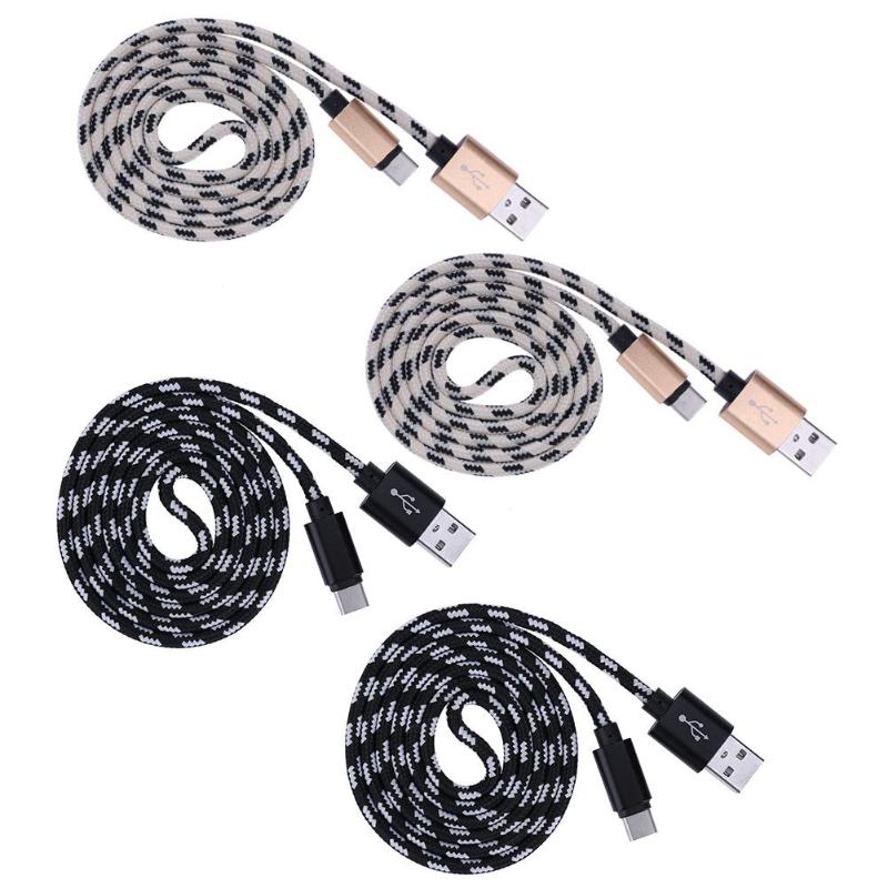 1m 2m USB 3.1 Type-C Data Cable Type C Port Nylon Braided Fast Quick Charger Cord Data Sync Transfer Wire Line - ebowsos