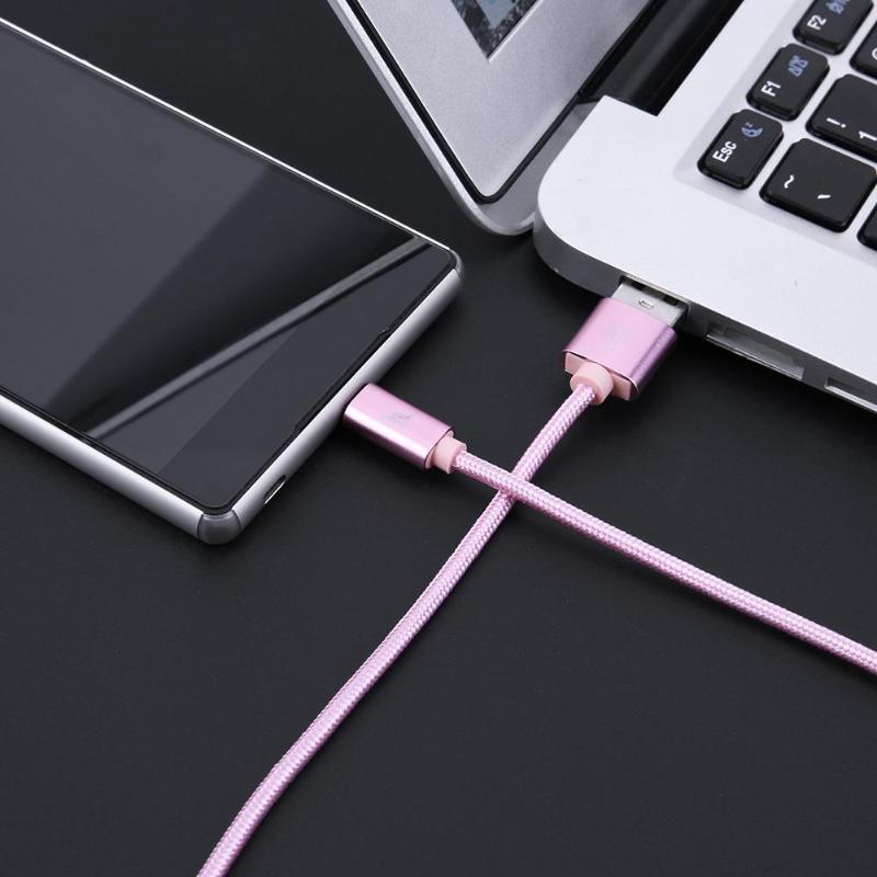 1m/3.28ft Universal Braided Micro USB Quick Fast Charging Data Cable Cord 5V/2.4A Aluminum Alloy Data Transfer Wire Line - ebowsos