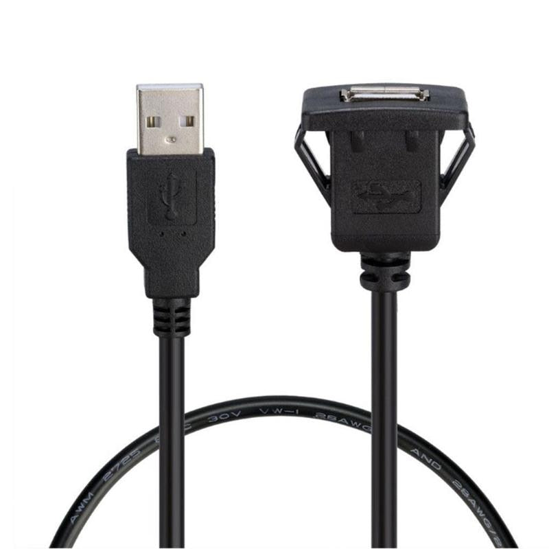 1m/3.3ft USB2.0 A Male to USB2.0 A Female Car Flush Mount Extension Cable Car Van Dashboard Flush Mount Dual USB Socket Hot Sale - ebowsos