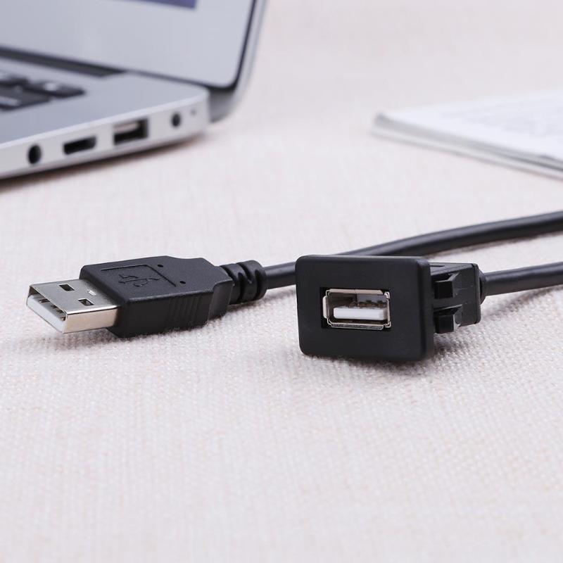 1m/3.3ft USB2.0 A Male to USB2.0 A Female Car Flush Mount Extension Cable Car Van Dashboard Flush Mount Dual USB Socket Hot Sale - ebowsos
