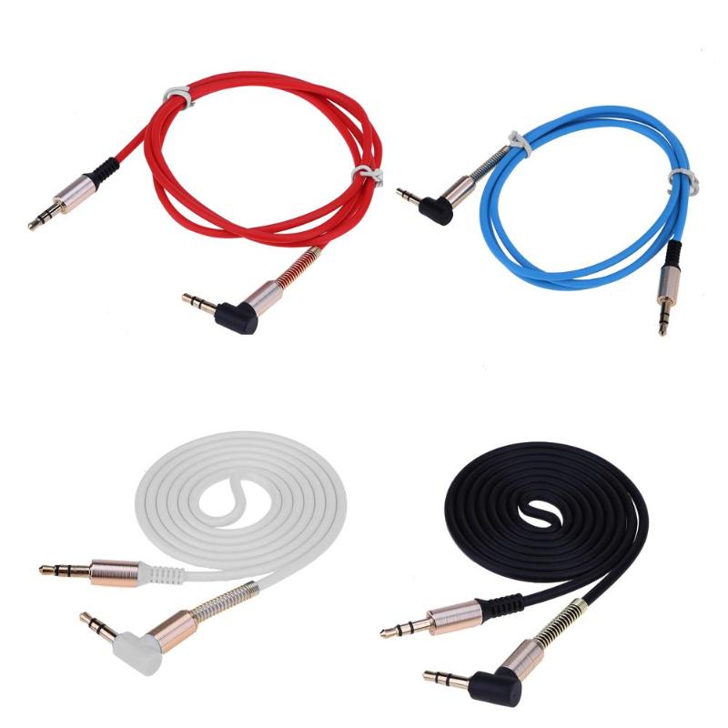 1m 3.5mm AUX Male to Male Audio Extension Cable Cord Wire Line with 90 Degree Plug for Mobilephone to Speaker Car Audio System - ebowsos