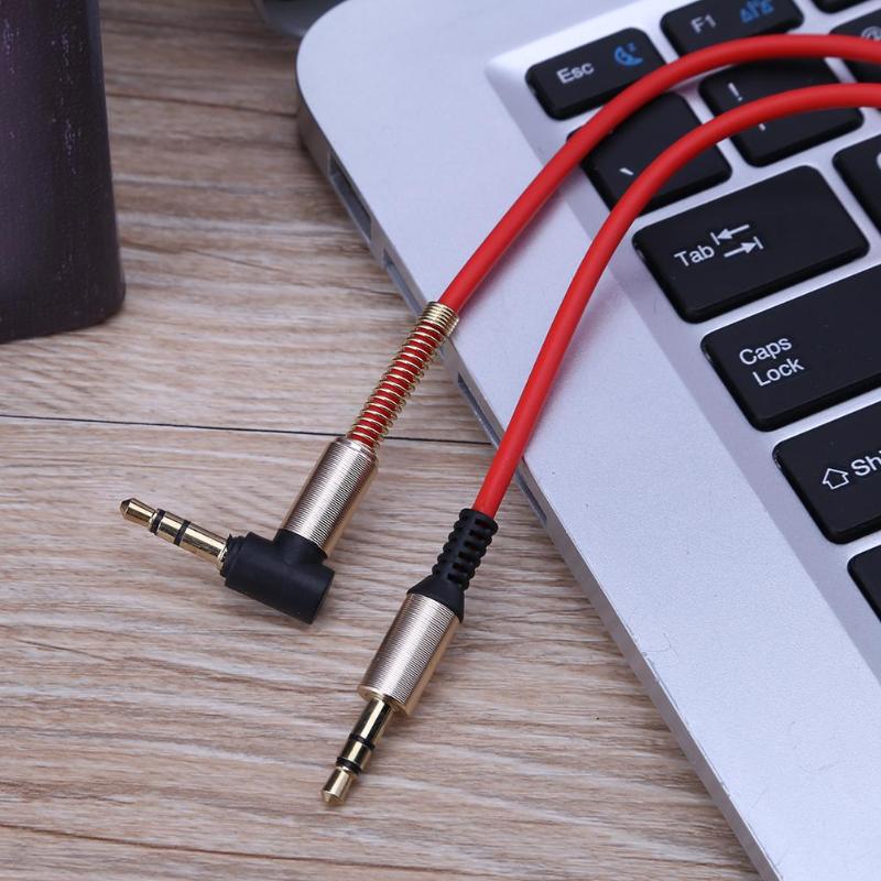 1m 3.5mm AUX Male to Male Audio Extension Cable Cord Wire Line with 90 Degree Plug for Mobilephone to Speaker Car Audio System - ebowsos