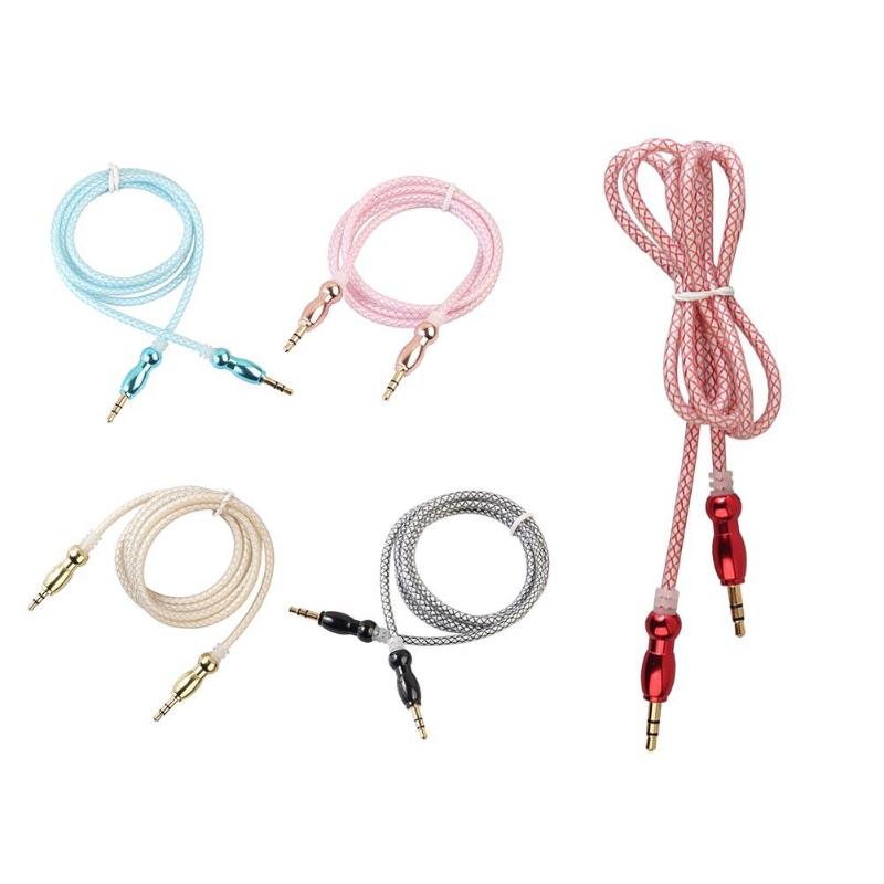 1m 3.5mm Male to Male Audio Extension Cable Braided Metal Connector Audio Cables Cord Wire Line for Car Audio System Recording - ebowsos