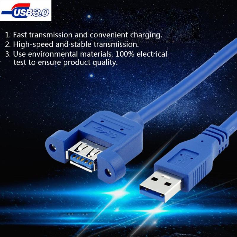1m USB Extension Cable USB 3.0 Male to Female Data Fast Charging Cable Extension Cord Wire with Ear for PC Laptop - ebowsos