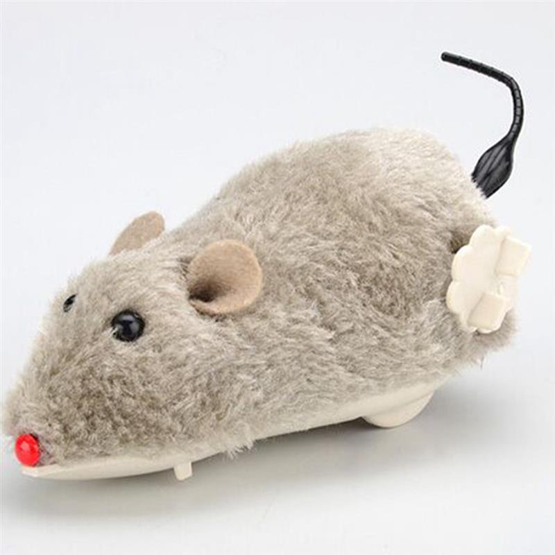 1pc Cat Mouse Shape Toy Creative Wind Up Plush Funny Cat Play Toy Pet Interactive Toys Pet Supplies Random Color Cat Favors-ebowsos