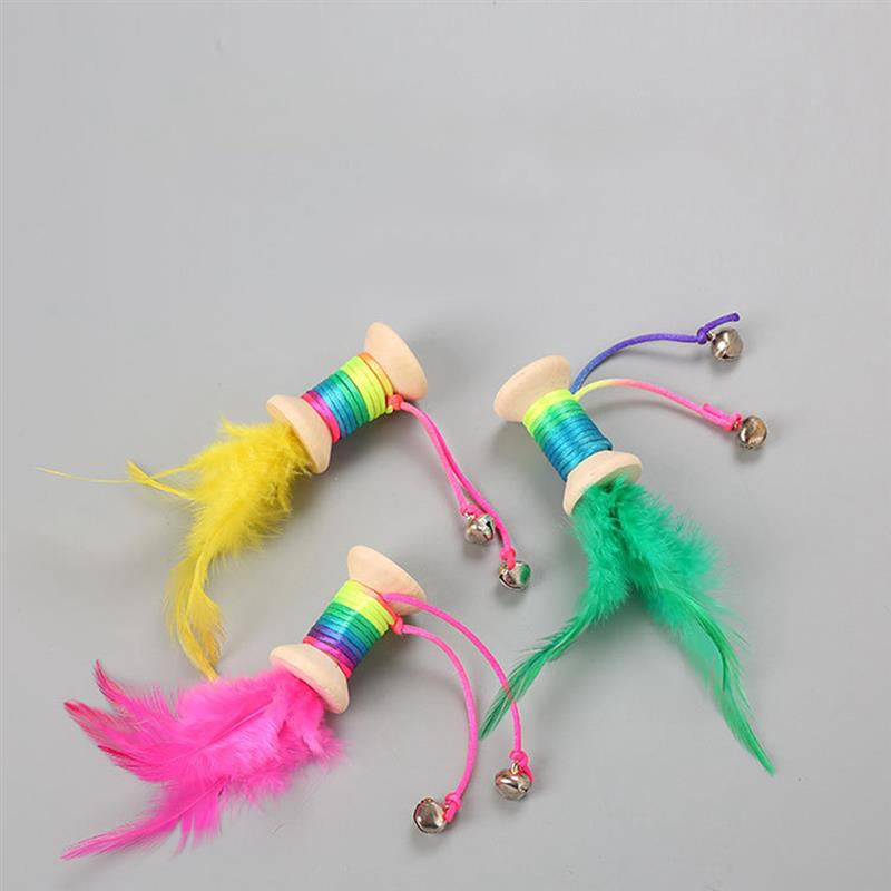 1pc Cat Toy Fake Feather Ball Decor Cat Interactive Toy Cat Teaser Toys For Kittens Pet Supplies Cat Favors Random Color-ebowsos