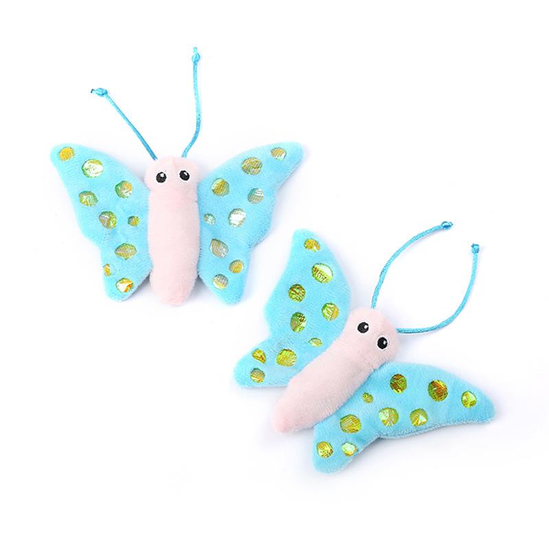 1pc Cute Cat Interactive Toy With Catnip Funny Plush Butterfly Shape Cat Toy Pet Teaser Toys For Kitten Pet Supplies Cat Favors-ebowsos