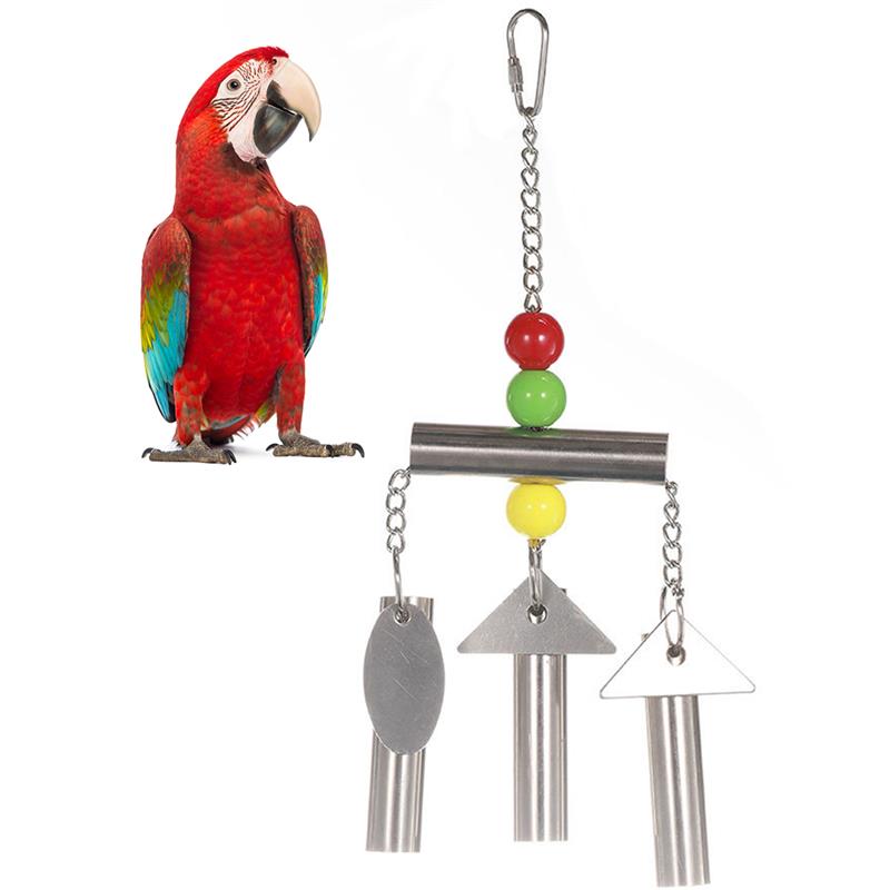 1pc Multifunction Parrot Bell Toys Stand Creative Stainless Steel Squirrel Bell Perch Bell Bird Cage Toy Pet Supplies-ebowsos