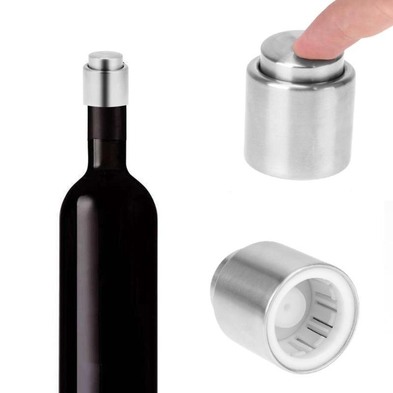 1pc Vacuum Sealed Wine Bottle Stopper Bottle Stopper Stainless Steel Red Wine Stopper Cap Champagne Sealer Bar Bar Tools hot - ebowsos