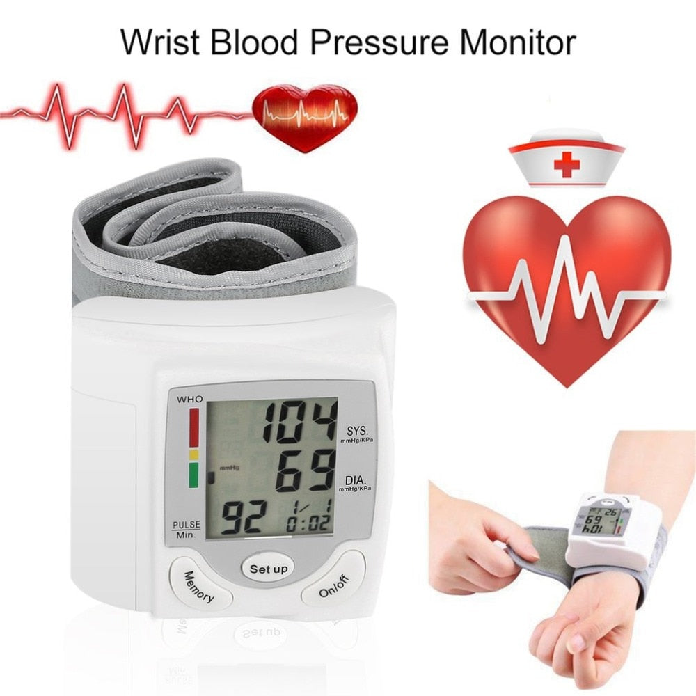 1pcs Automatic Digital LCD Display Wrist Blood Pressure Monitor Toiletry Kits Meter Measure White Convenient Carry - ebowsos