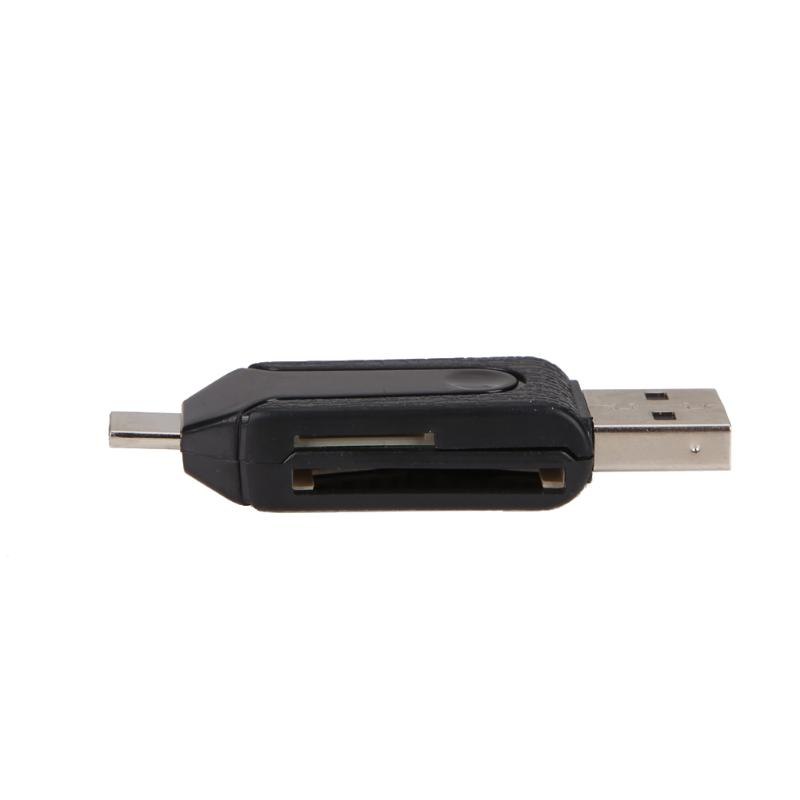 1pcs Universal 2 in 1 Micro USB2.0 OTG Card Reader Adapter For TF/SD Card For Android Smart Phone PC Computer Laptop - ebowsos