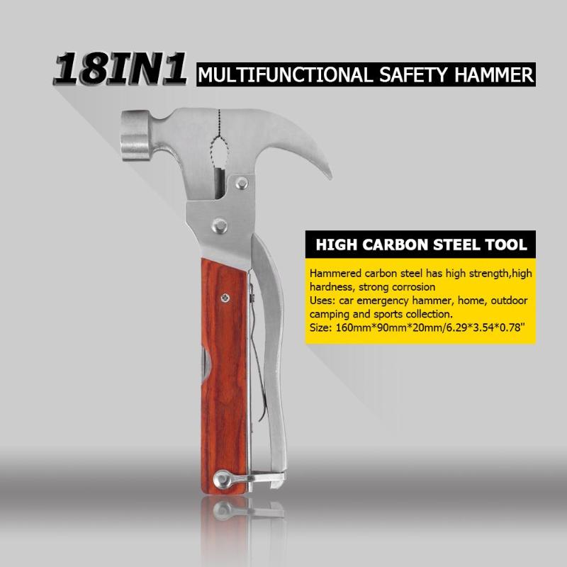 1set 18 in 1 High-carbon Steel Multi Tools Axe Heavy Duty Twin Axe Hammer Pocket tainless Steel Needle Multifunctional Tool-ebowsos