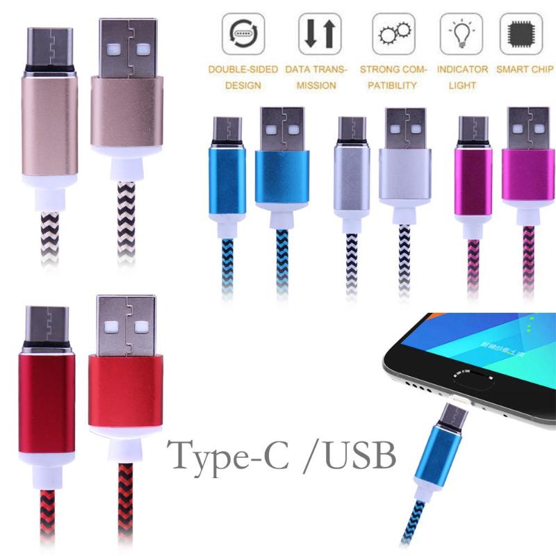 2.4A Magnetic USB Type-C Connector Fast Charging Cable Nylon Woven Braided High Speed USB-C Data Sync Transfer Cord Wire Line - ebowsos