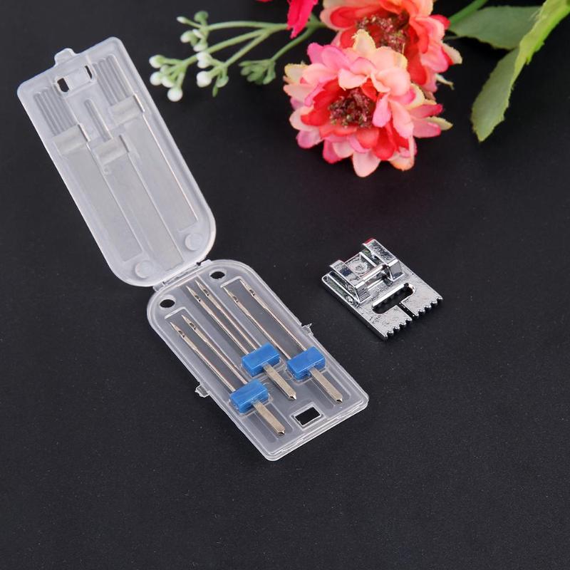 2/90 3/90 4/90 Sizes Double Twin Needles + Wrinkled Sewing Presser Foot - ebowsos