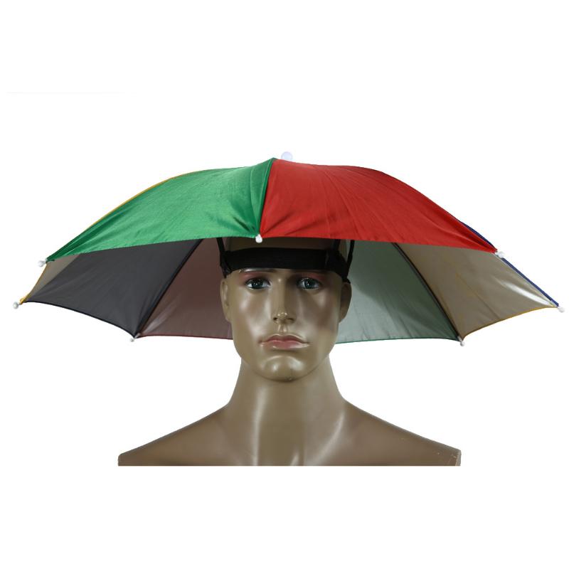 2 Color Umbrella Hat Cap Sun Shade Camping Hiking Outdoor Parasol Umbrella Hat Cap Outdoor Camping Fishing Tools-ebowsos