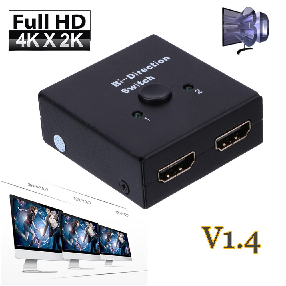 2-Port HDMI 1.4 Bi-directional 2x1 Switch Switcher & 1x2 Splitter Selector 3D 4K - ebowsos