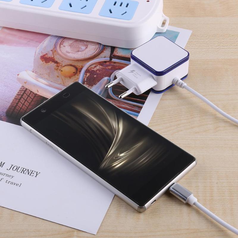 2 Ports USB Charger 5V 3.1A Fast Charging Wall Adapter with Micro USB Data Charging Cable for Android Mobile Phone - ebowsos