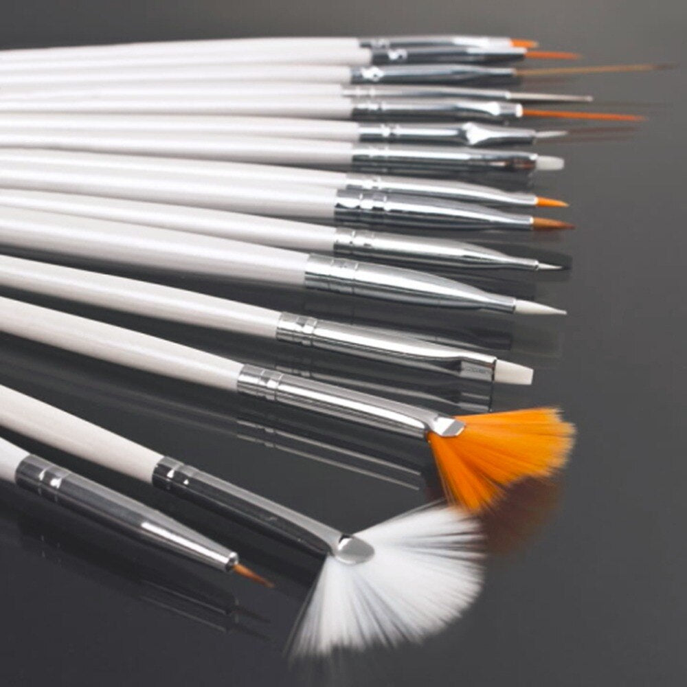 2 Set,(1 set=15 pcs),Nail Art Decorations Brush Set Tools Professional Painting Pen for False Nail Tips UV Nail Gel Polish - ebowsos