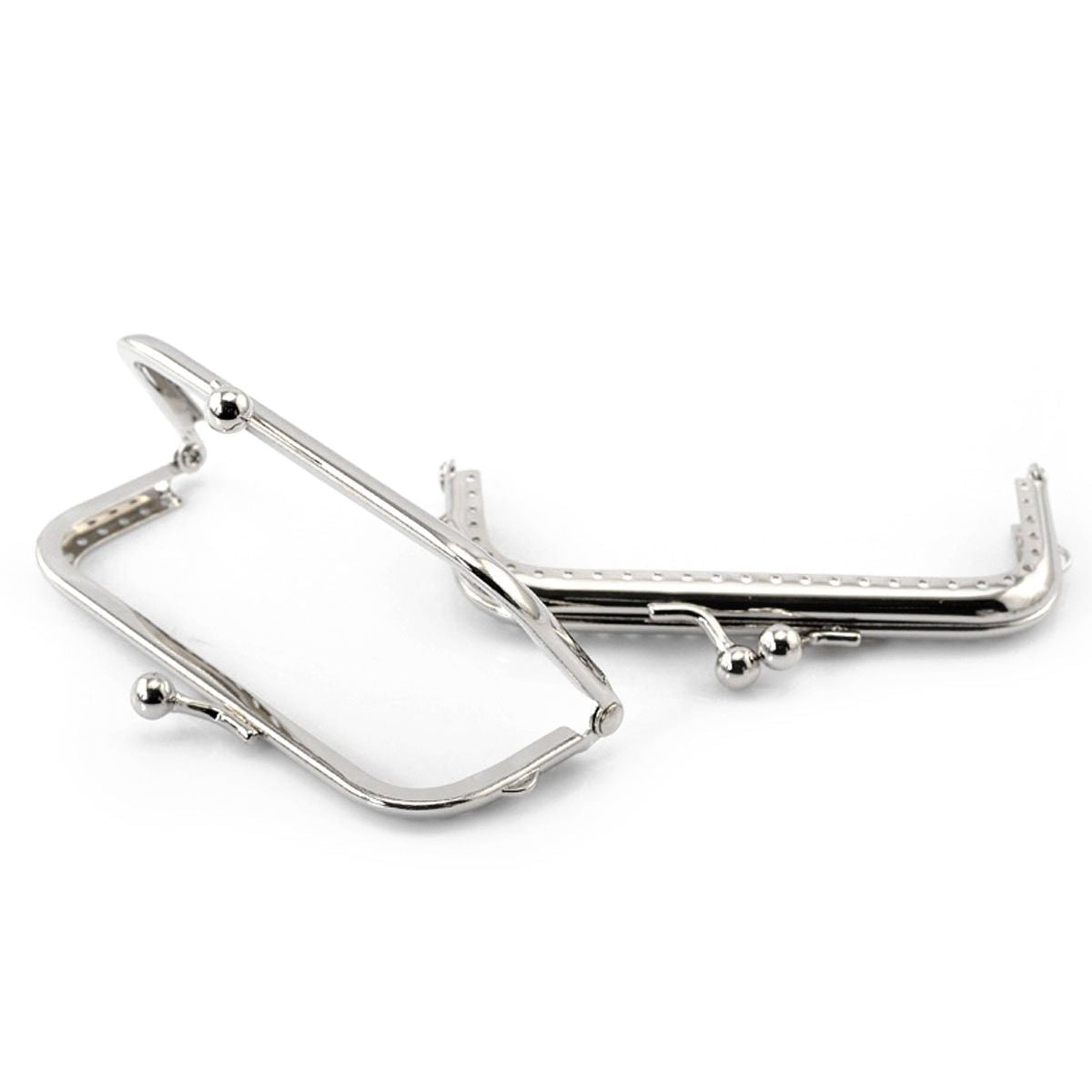2 Silver Tone Purse Bag Metal Frame Kiss Clasp Lock 10.5x6cm - ebowsos
