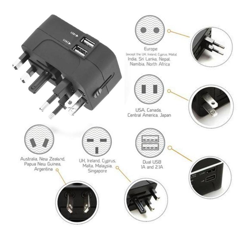 2 USB Hub Ports Charger Wall Plug International Standard Travel AC Socket Electric Plug Adaptors Charger Power Supply Plug - ebowsos