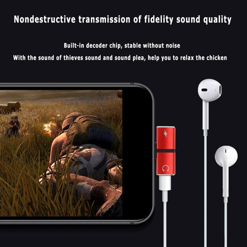 2 in 1 Audio Charging Adapter Connector for iPhone X 7 8 Charger Adapter Converter Support Calling For Earphone AUX Cable New - ebowsos