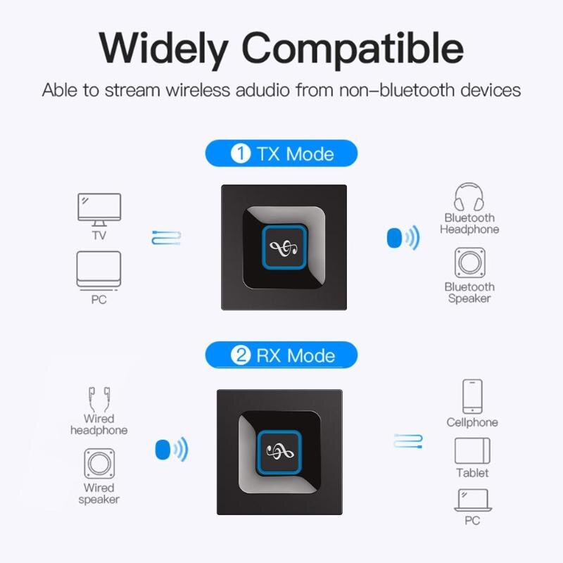 2 in 1 Bluetooth 4.2 Transmitter Receiver Wireless 3.5mm A2DP Audio Adapter for TV Home Stereo PC Smartphone High Quality - ebowsos