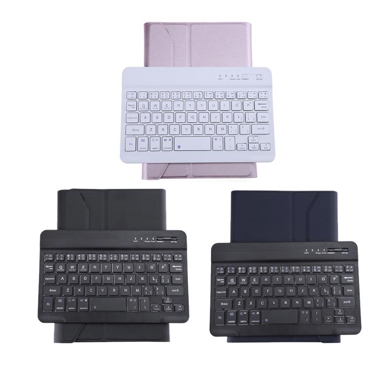 2 in 1 Bluetooth Keyboard Case Wireless Keyboard for Tablet Waterproof Dustproof Foldable PU Case Stand Cover for iPad Mini 4 - ebowsos