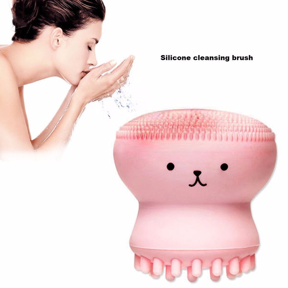 2 pcs Lovely Cute Animal Small Octopus Shape Silicone Facial Cleaning Brush Deep Pore Cleaning Exfoliator Face Washing Brush - ebowsos