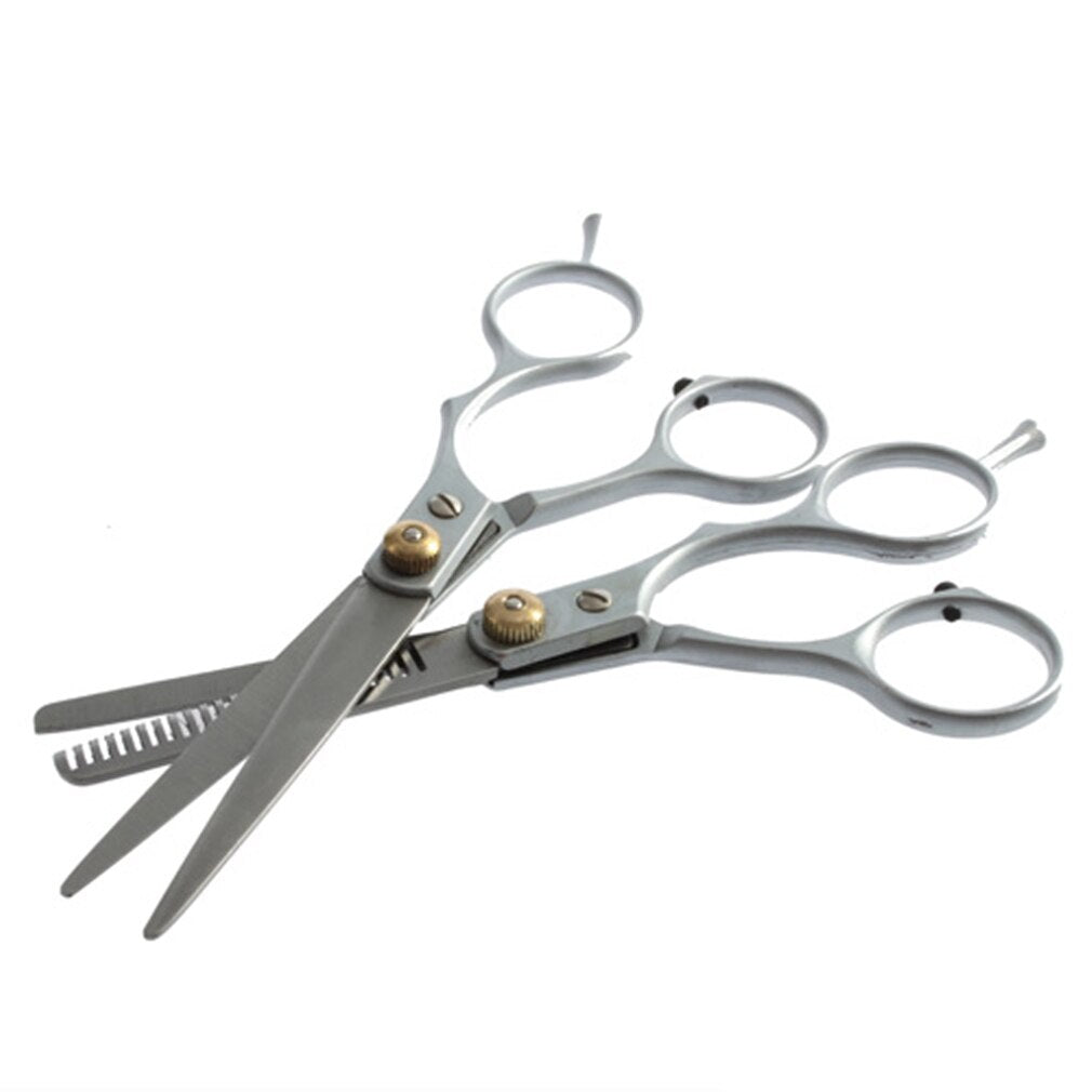 2 pcs Professional Stainless Steel Hairdressing Hair Cutting Thinning Shears Scissors Set Barber Salon Thinning Hair Cut Scissor - ebowsos