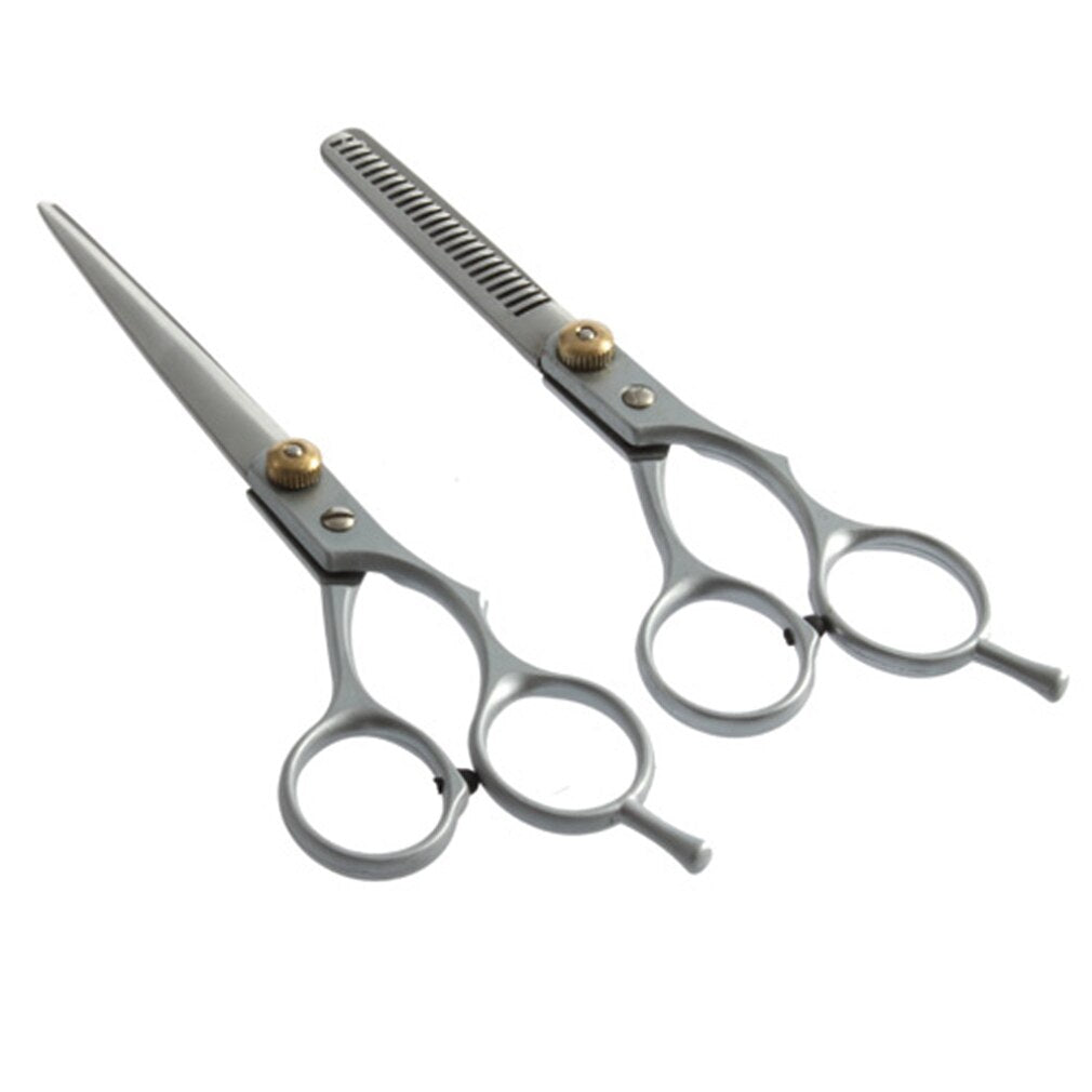 2 pcs Professional Stainless Steel Hairdressing Hair Cutting Thinning Shears Scissors Set Barber Salon Thinning Hair Cut Scissor - ebowsos
