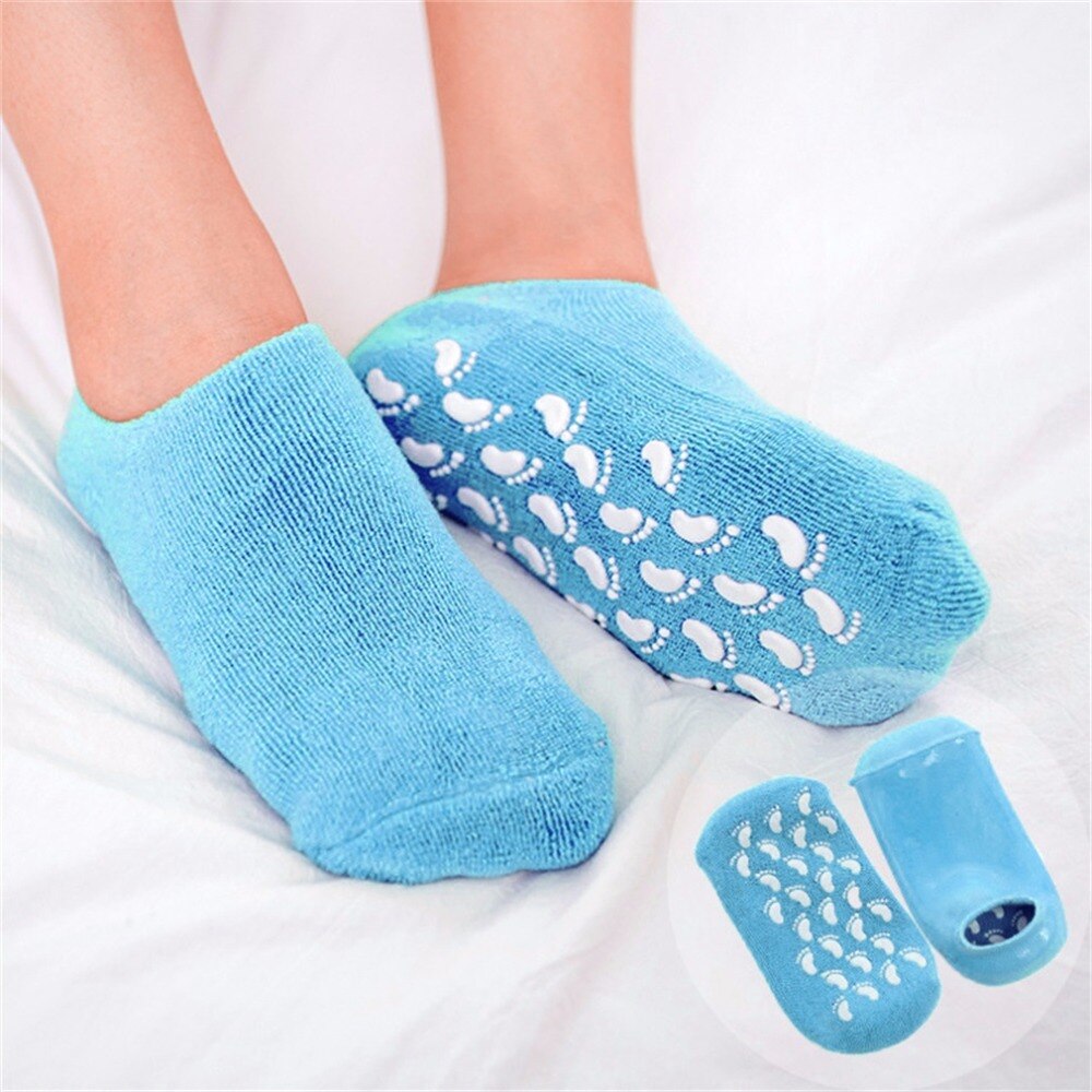 2 pcs/lot Cotton and Silicon Gel Moisturize Soften Repair Cracked Skin Gel Sock Skin Foot Care Tool Treatment Spa Sock - ebowsos