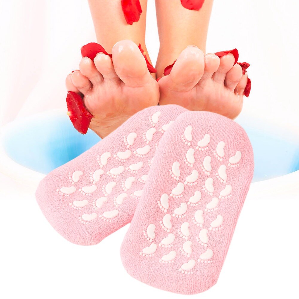 2 pcs/lot Cotton and Silicon Gel Moisturize Soften Repair Cracked Skin Gel Sock Skin Foot Care Tool Treatment Spa Sock - ebowsos