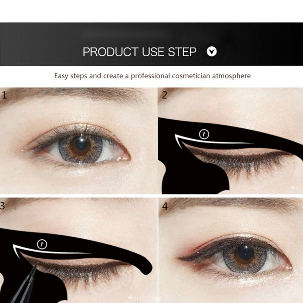 2 pcs/set Fashionable Women Cat Line Eye Makeup Eyeliner Unique Stencils Templates Makeup Tools Kits For Eyes Eyeliner Tools - ebowsos